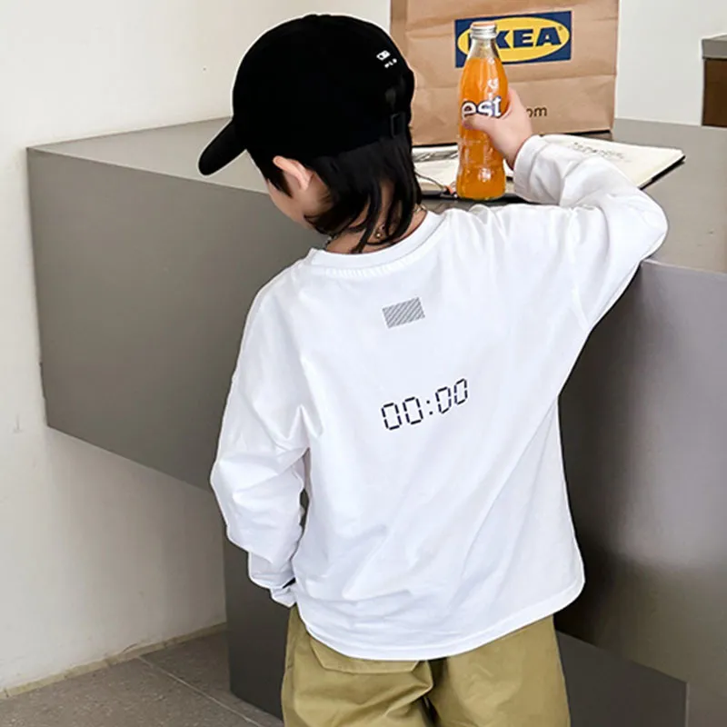 【100-160cm】見逃さないで！シンプル 日常 合わせやすい 定番 男の子 長袖 Ｔシャツ