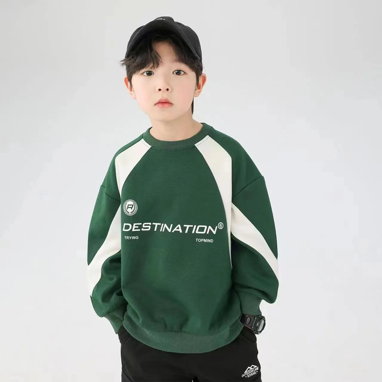 【120-170cm】韓国 大人っぽい ゆったり 子供服 プリントトレーナー スウェット 長袖 トップス