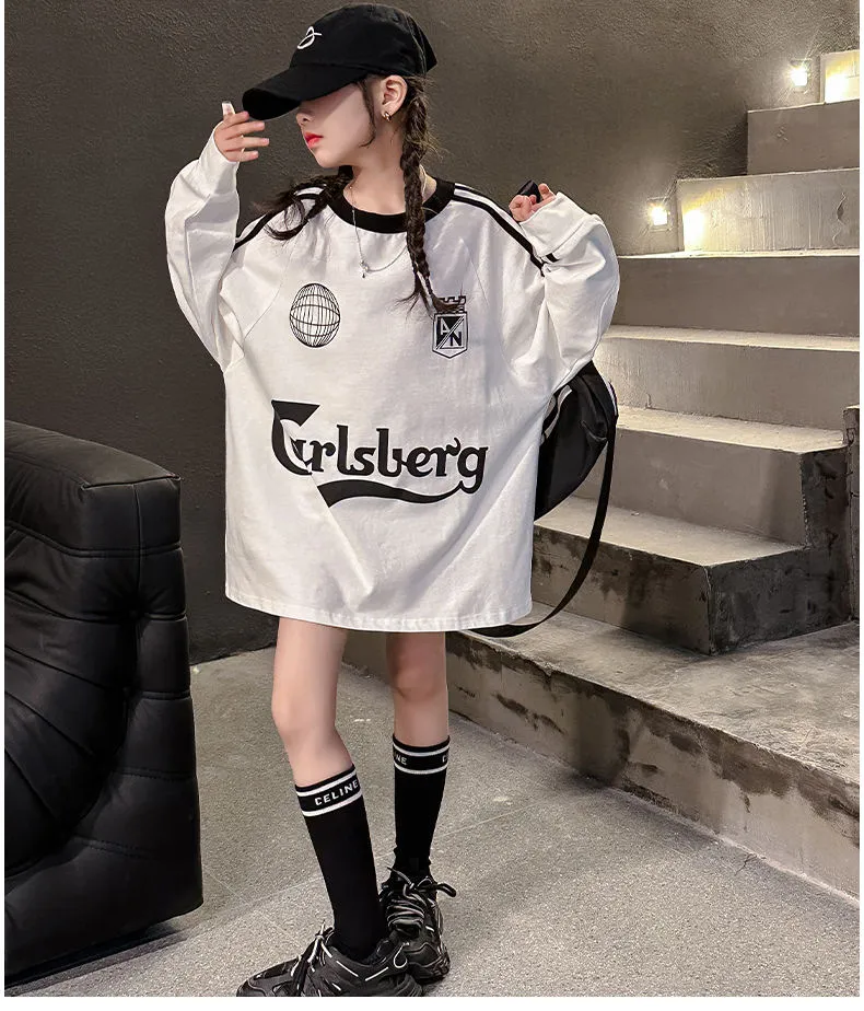 【130-170cm】大人可愛い 子ども服 デニムやレギンスと合わせ ロンT トップス 女の子