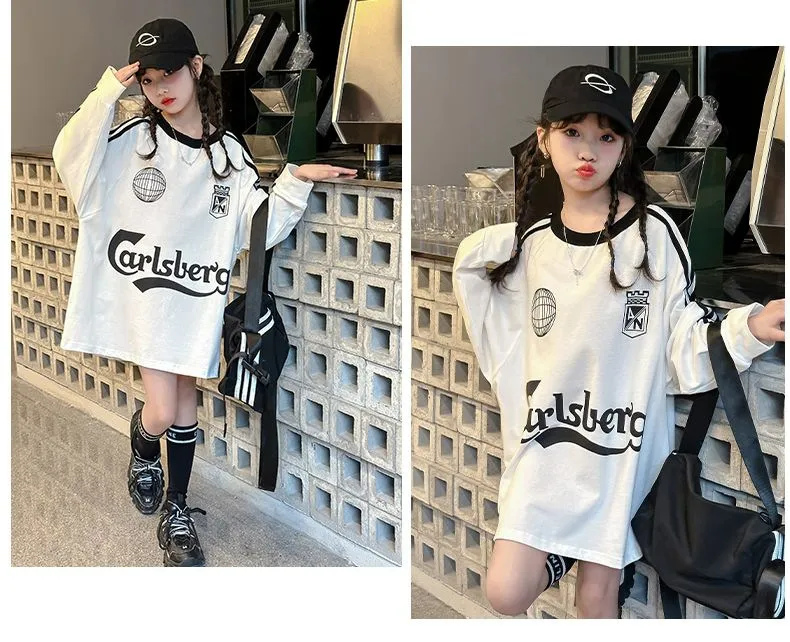 【130-170cm】大人可愛い 子ども服 デニムやレギンスと合わせ ロンT トップス 女の子