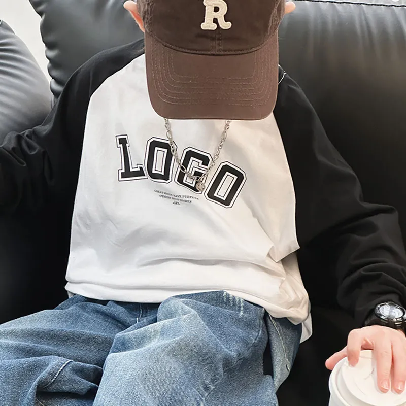 【100-160cm】大人気！シンプル カジュアル 日常 合わせやすい 切り替え 男の子 長袖 Ｔシャツ