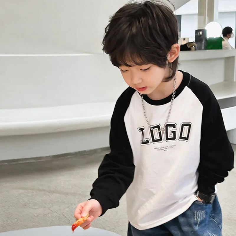 【100-160cm】大人気!シンプル カジュアル 日常 合わせやすい 切り替え 男の子 長袖 Tシャツ