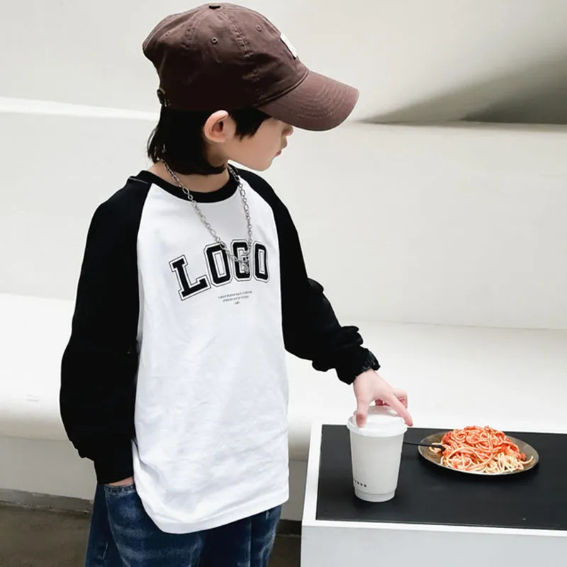 【100-160cm】大人気！シンプル カジュアル 日常 合わせやすい 切り替え 男の子 長袖 Ｔシャツ