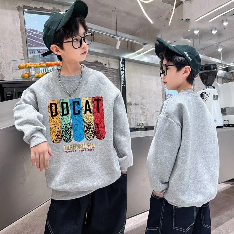 【110-170cm】特別なデザイン！モード カジュアル 配色 プリント 男の子 長袖 トレーナー