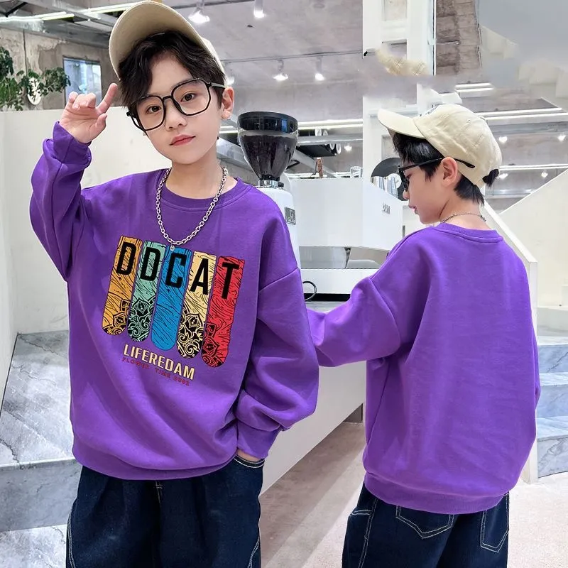 【110-170cm】特別なデザイン！モード カジュアル 配色 プリント 男の子 長袖 トレーナー