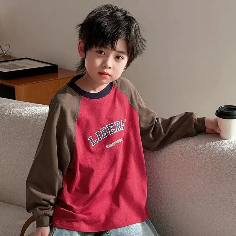 【110-160cm】毎日着たくなる 合わせやすい トレンド カジュアル ラウンドネック 長袖 Tシャツ