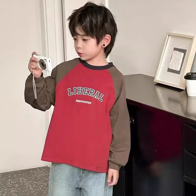 【110-160cm】毎日着たくなる 合わせやすい トレンド カジュアル ラウンドネック 長袖 Tシャツ