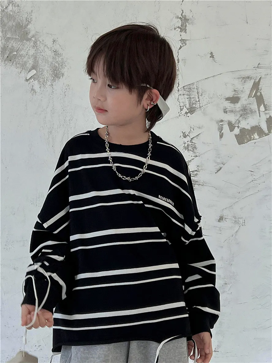 【90-140cm】絶対流行 ボーダー カジュアル 合わせやすい 着心地良い トレンド 長袖 Tシャツ