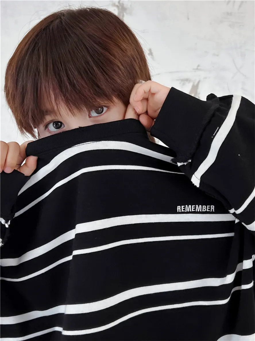 【90-140cm】絶対流行 ボーダー カジュアル 合わせやすい 着心地良い トレンド 長袖 Tシャツ