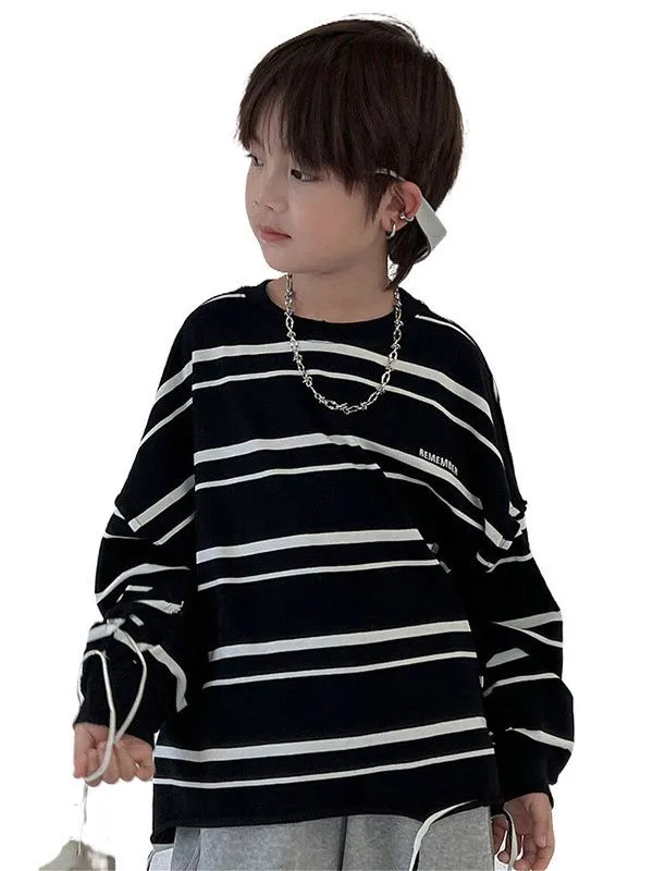 【90-140cm】絶対流行 ボーダー カジュアル 合わせやすい 着心地良い トレンド 長袖 Tシャツ