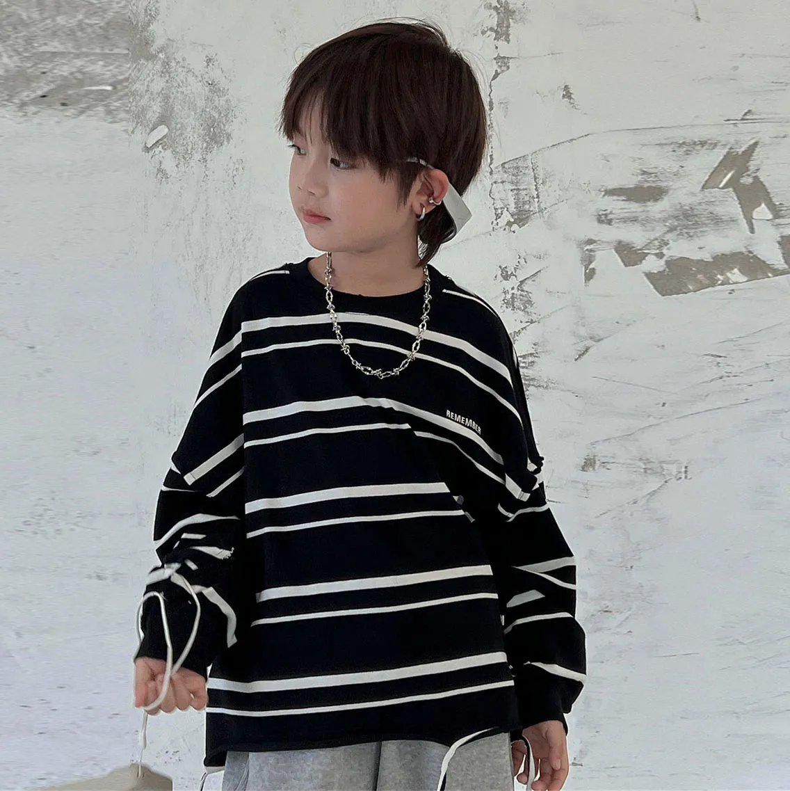 【90-140cm】絶対流行 ボーダー カジュアル 合わせやすい 着心地良い トレンド 長袖 Tシャツ