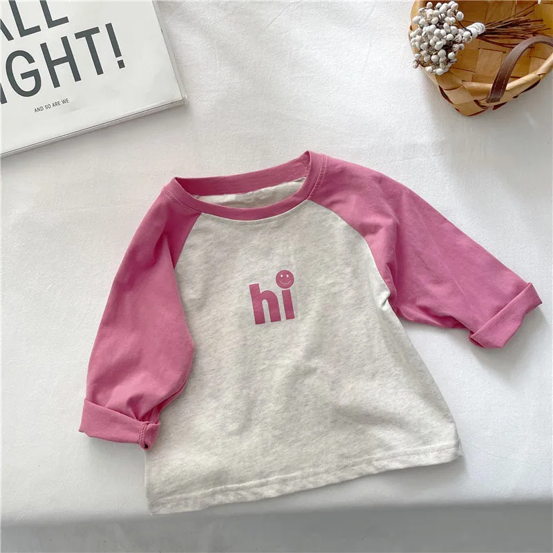 【80-150cm】人気新作！シンプル 清新 着やすい  アルファベット カートゥーン 女の子 長袖 Ｔシャツ