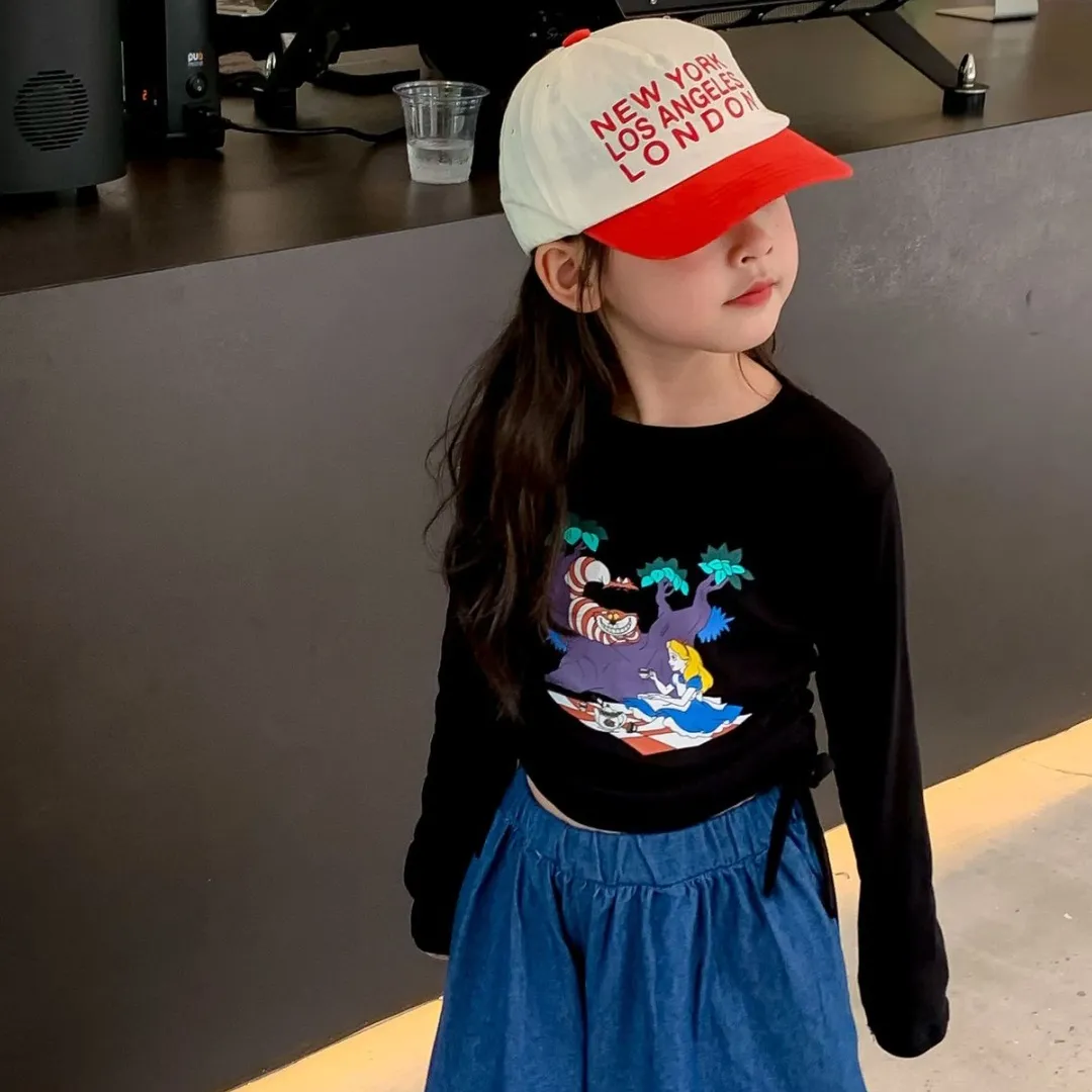 【90-140cm】お出かけ この一枚着るだけオシャレ 長袖Tシャツ キッズ  女の子 トップス