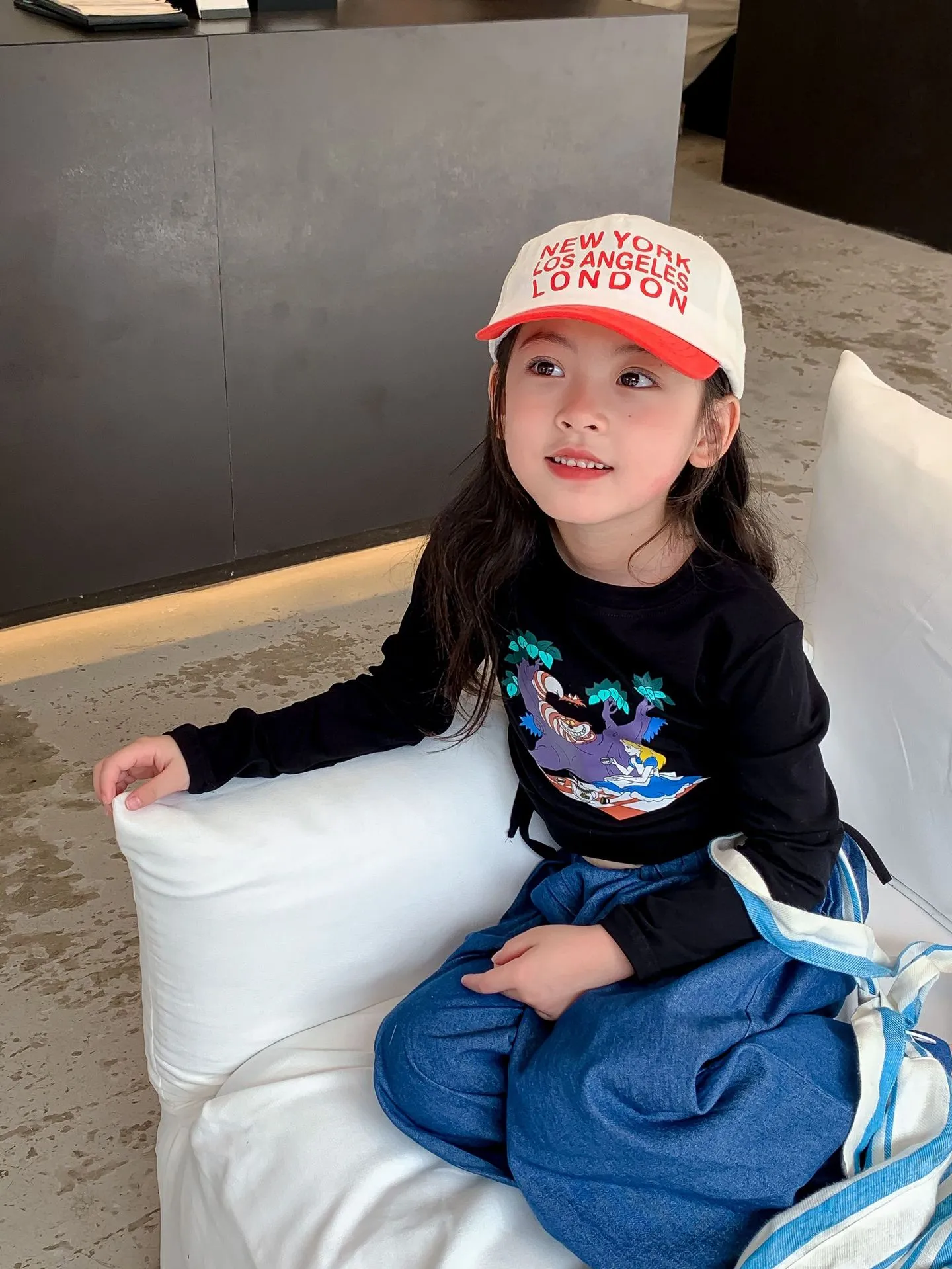 【90-140cm】お出かけ この一枚着るだけオシャレ 長袖Tシャツ キッズ  女の子 トップス