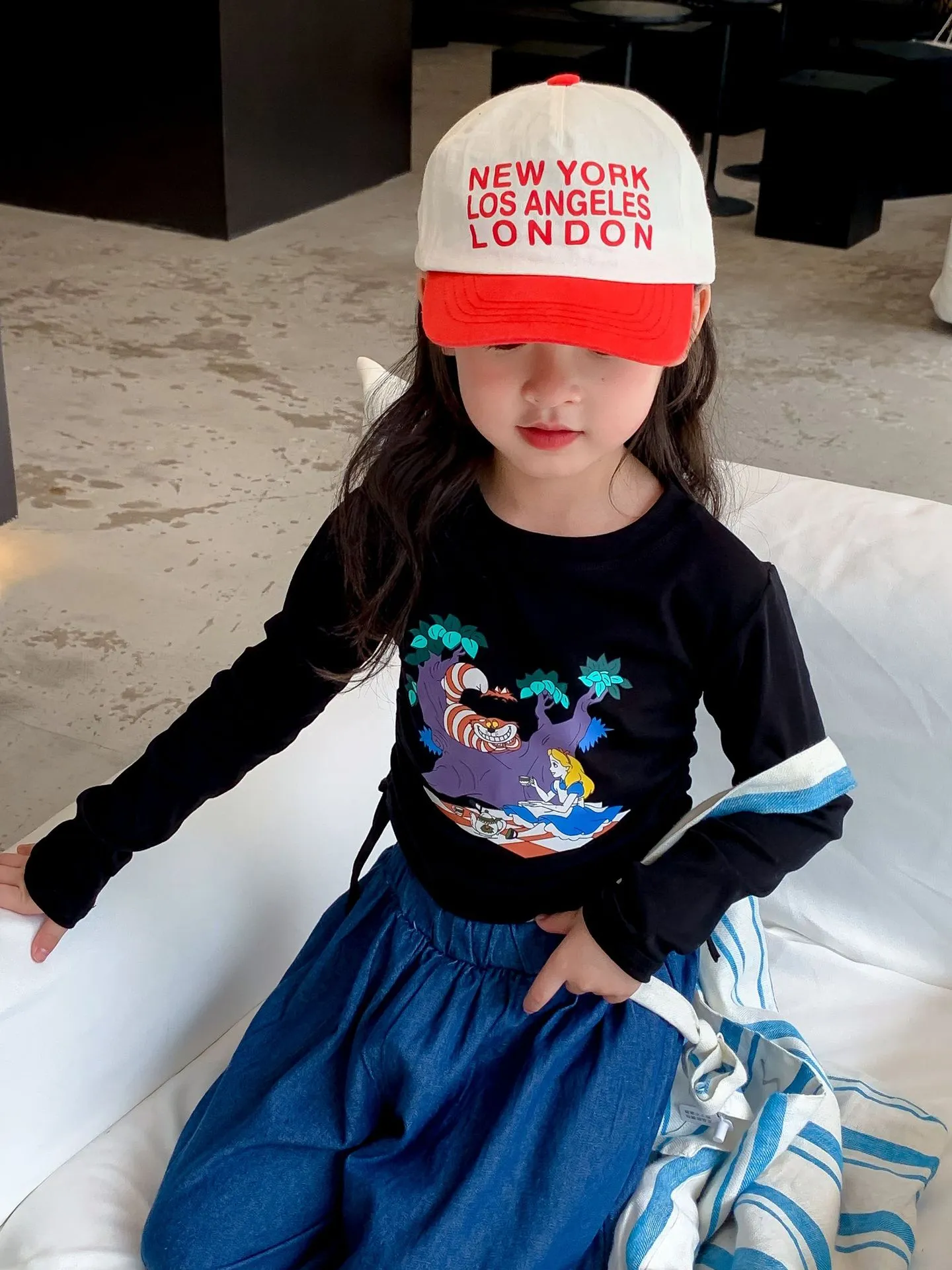 【90-140cm】お出かけ この一枚着るだけオシャレ 長袖Tシャツ キッズ 女の子 トップス