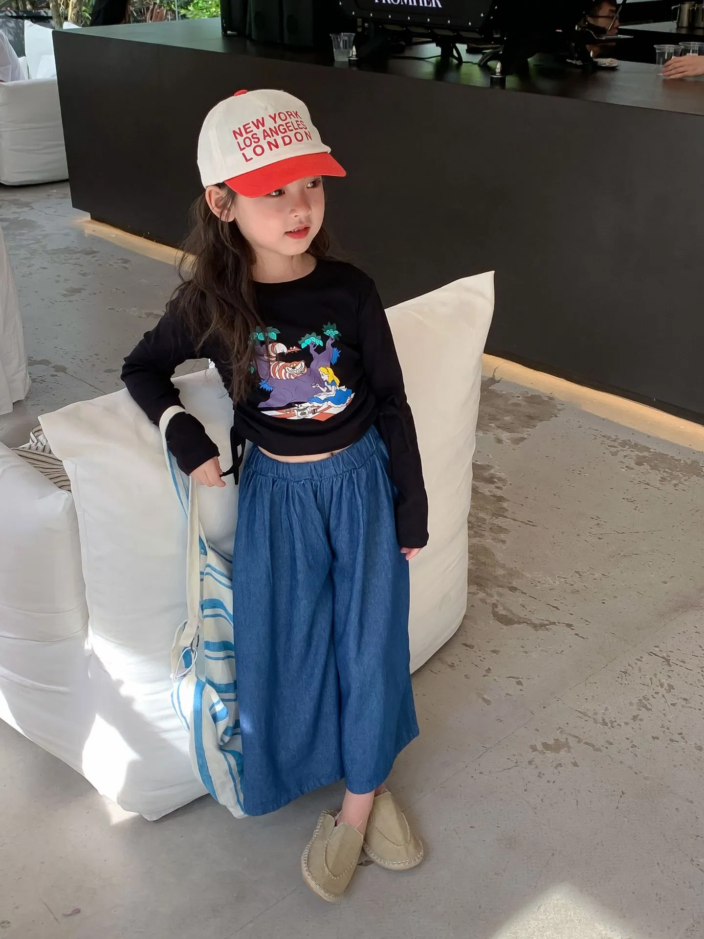 【90-140cm】お出かけ この一枚着るだけオシャレ 長袖Tシャツ キッズ  女の子 トップス