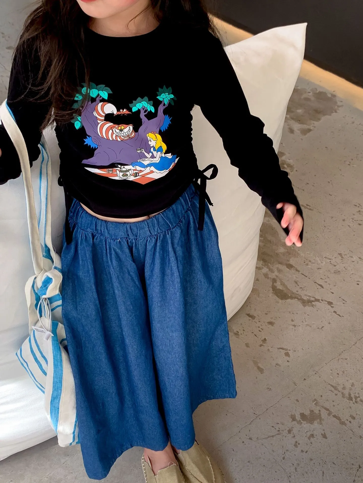 【90-140cm】お出かけ この一枚着るだけオシャレ 長袖Tシャツ キッズ  女の子 トップス