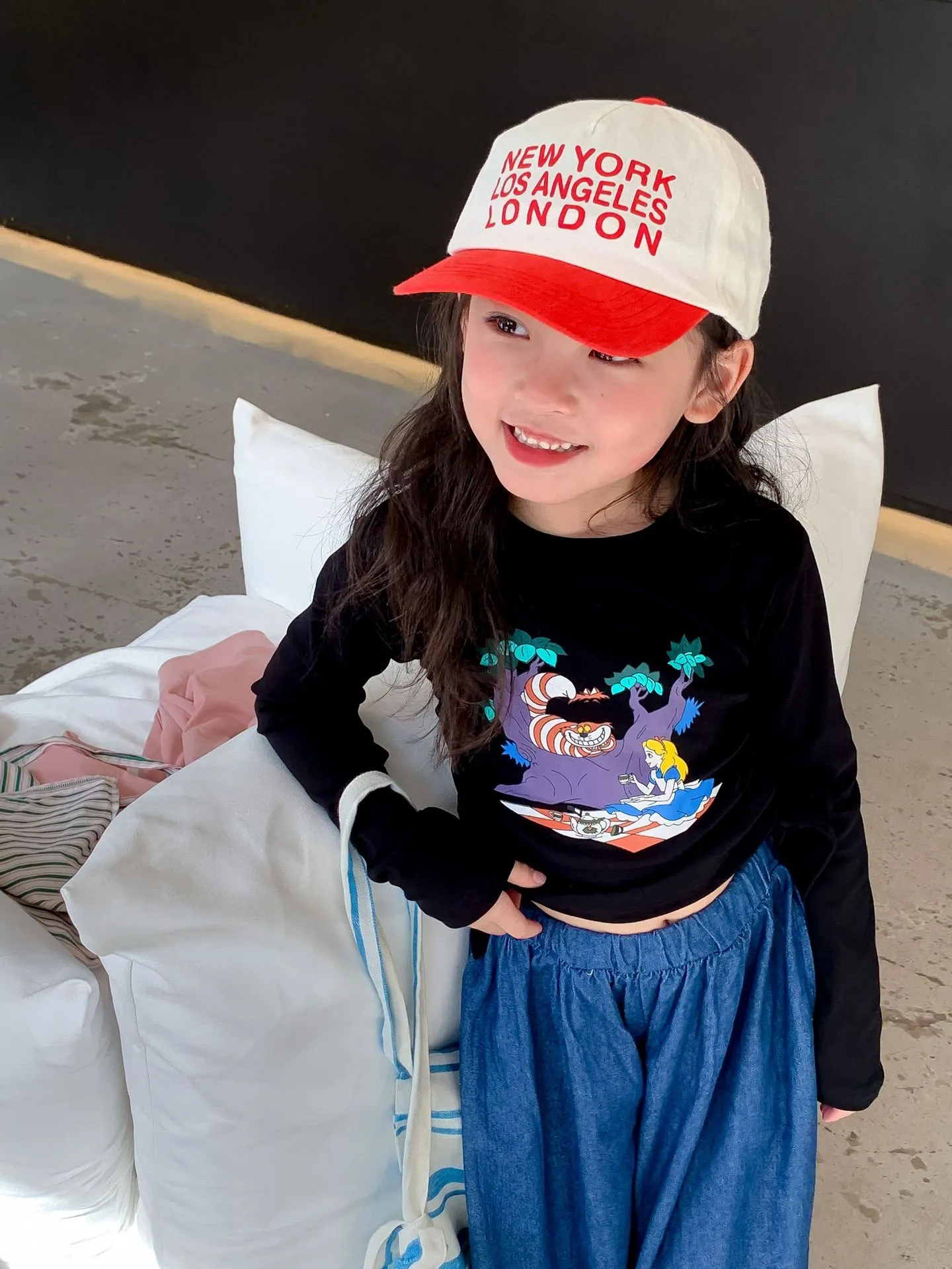 【90-140cm】お出かけ この一枚着るだけオシャレ 長袖Tシャツ キッズ  女の子 トップス