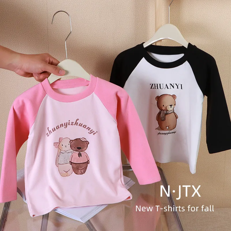 【80-150cm】人気上昇中！清新 合わせやすい  アルファベット カートゥーン 女の子 長袖 Ｔシャツ