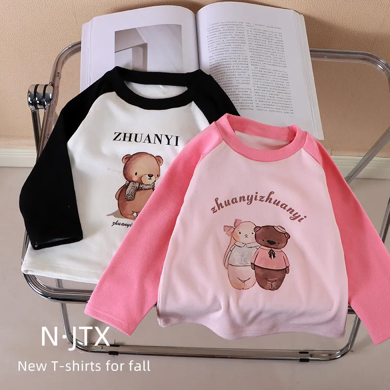 【80-150cm】人気上昇中！清新 合わせやすい  アルファベット カートゥーン 女の子 長袖 Ｔシャツ