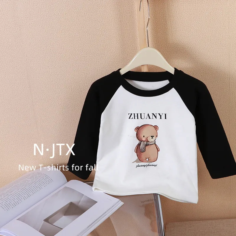 【80-150cm】人気上昇中！清新 合わせやすい  アルファベット カートゥーン 女の子 長袖 Ｔシャツ