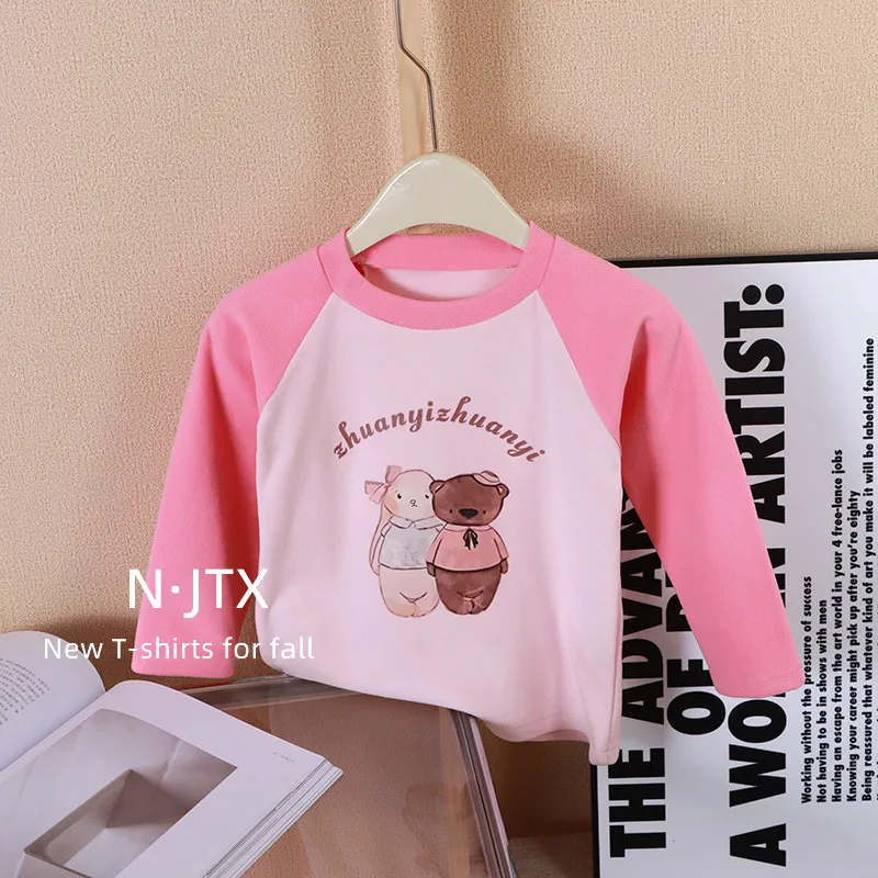 【80-150cm】人気上昇中！清新 合わせやすい  アルファベット カートゥーン 女の子 長袖 Ｔシャツ