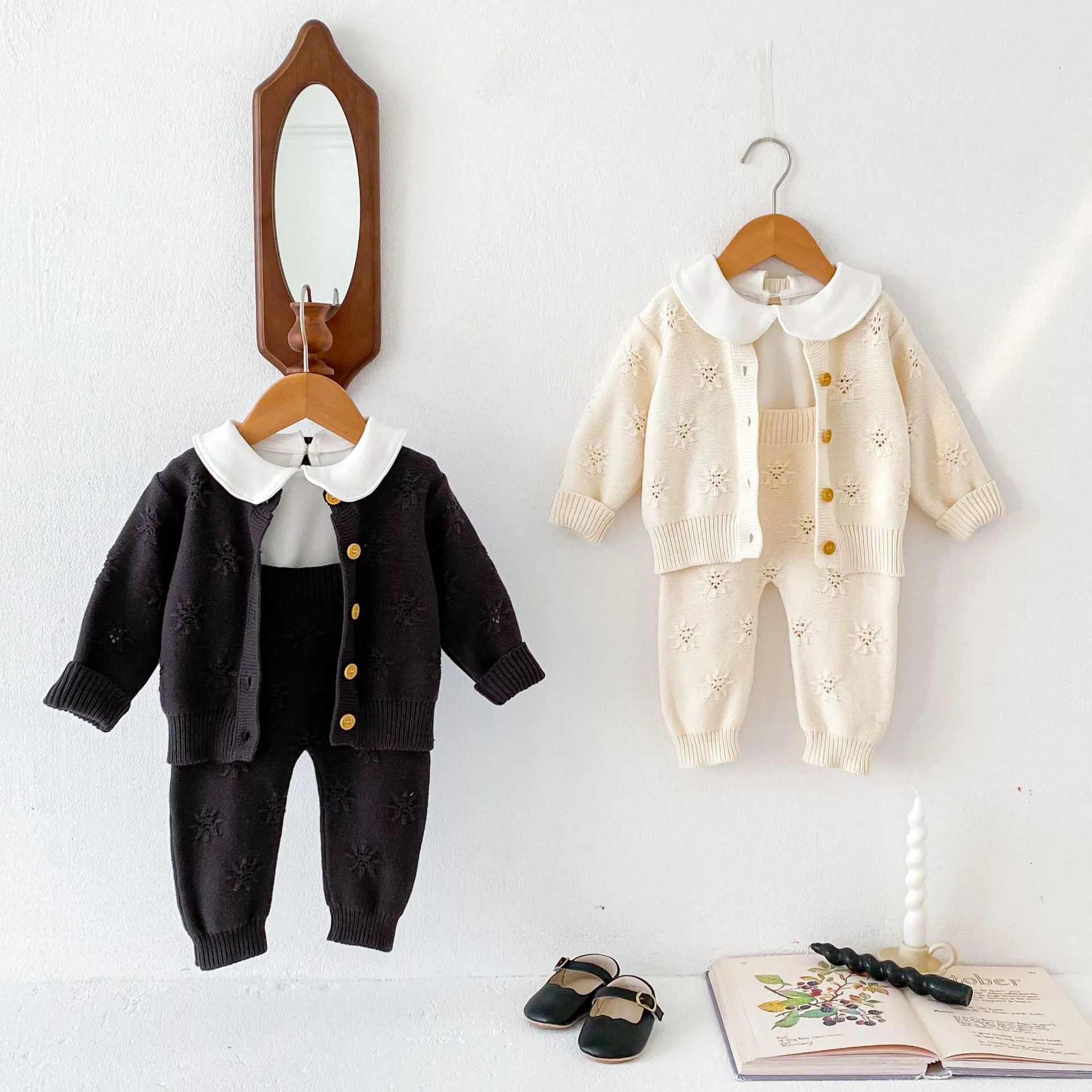 【66-100cm】絶対欲しい！シンプル 可愛い 人気 ベビー服 ニット カーディガン/サロペット