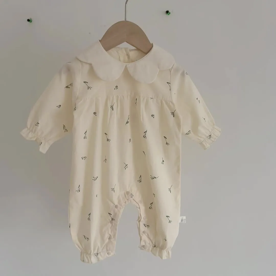 【66-100cm】絶対欲しい！通気性良い 肌に優しい 花柄 ベビー服 柔らかい ロンパース
