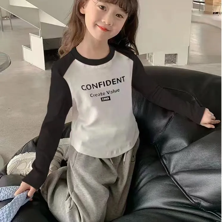 【80-160cm】可愛さがアップ 個性的なオリジナルプリント柄 ロングtシャツ キッズ服 女の子