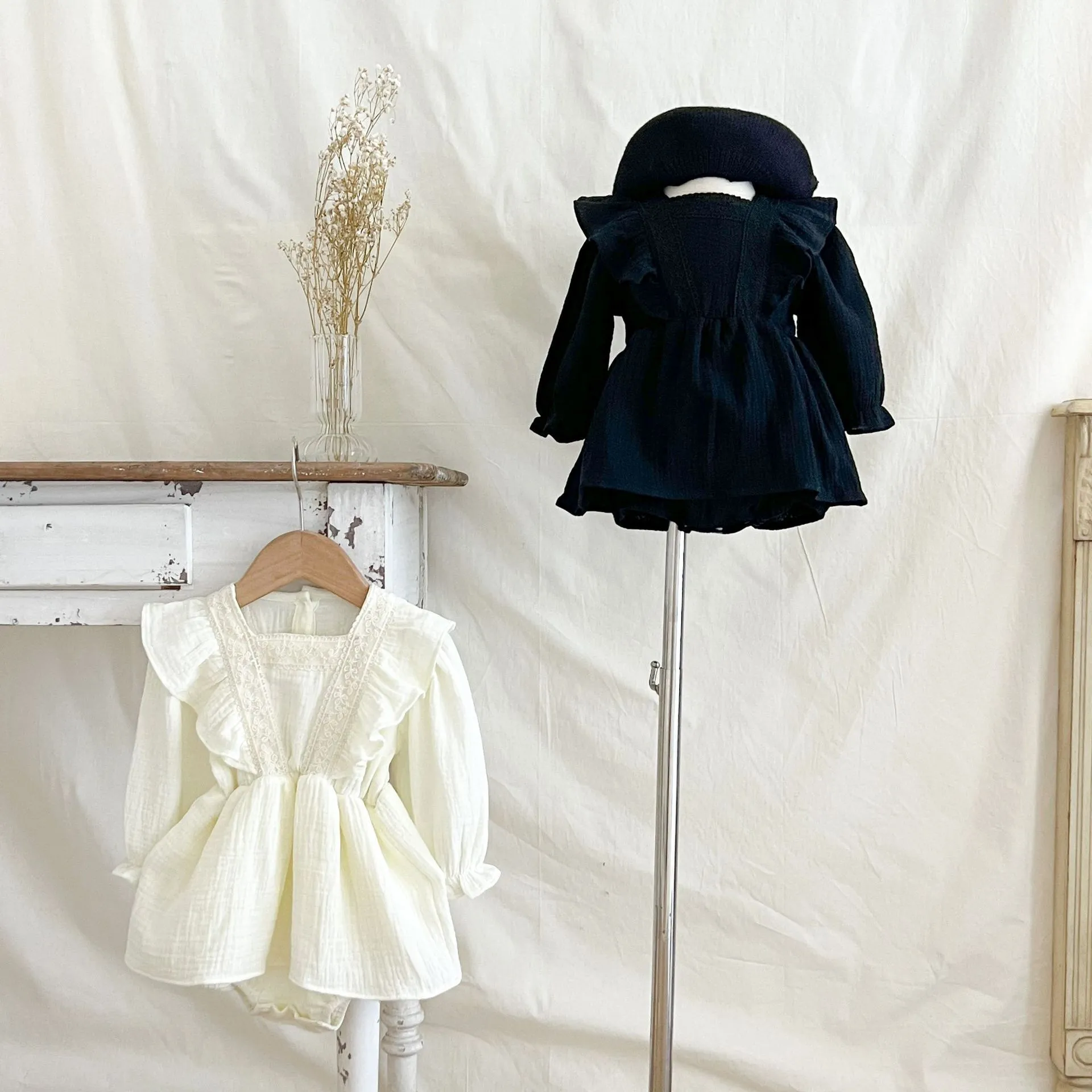 【66-100cm】可愛い シンプル コットン 新生児 赤ちゃん ベビー服 長袖ロンパース