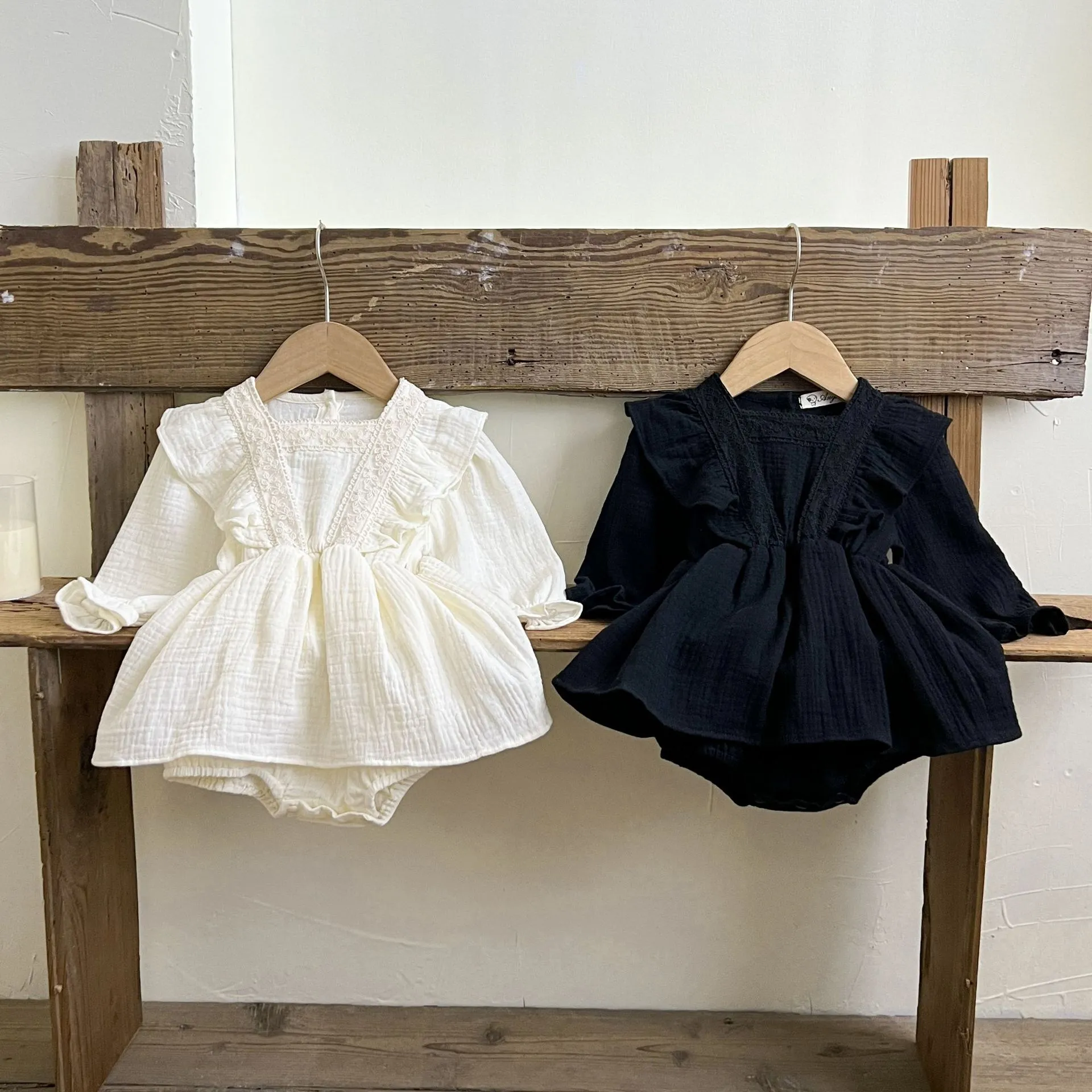 【66-100cm】可愛い シンプル コットン 新生児 赤ちゃん ベビー服 長袖ロンパース