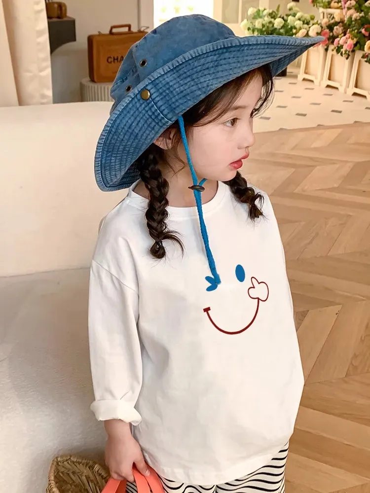 【100-160cm】売れ筋!可愛い 清新 着やすい アルファベット カートゥーン 女の子 長袖 Tシャツ