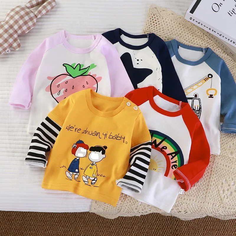【73-130cm】人気新作！キュート カジュアル ５色選べる アルファベット カートゥーン 女の子 長袖 Ｔシャツ