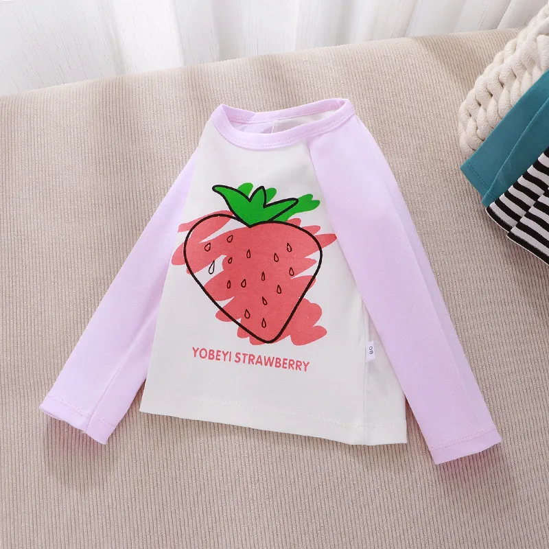 【73-130cm】人気新作！キュート カジュアル ５色選べる アルファベット カートゥーン 女の子 長袖 Ｔシャツ
