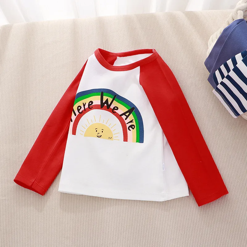 【73-130cm】人気新作！キュート カジュアル ５色選べる アルファベット カートゥーン 女の子 長袖 Ｔシャツ