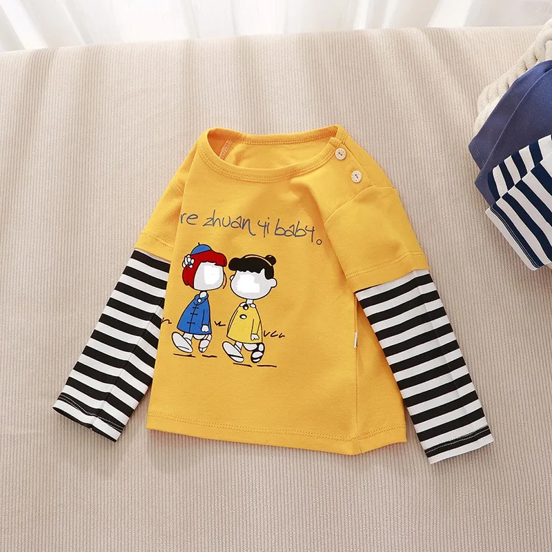 【73-130cm】人気新作！キュート カジュアル ５色選べる アルファベット カートゥーン 女の子 長袖 Ｔシャツ