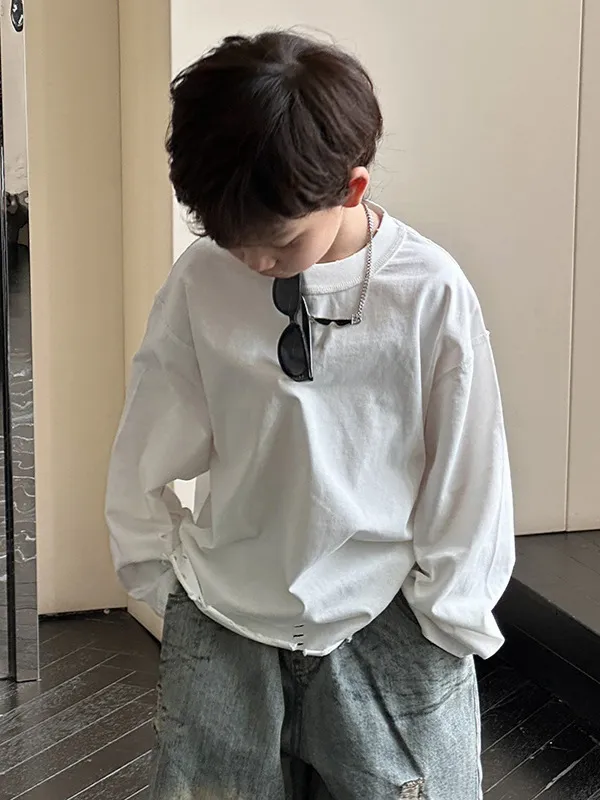 【90-150cm】着回し力抜群！シンプル カジュアル 日常 合わせやすい  男の子 長袖 Ｔシャツ