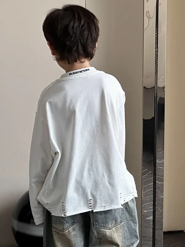【90-150cm】着回し力抜群！シンプル カジュアル 日常 合わせやすい  男の子 長袖 Ｔシャツ