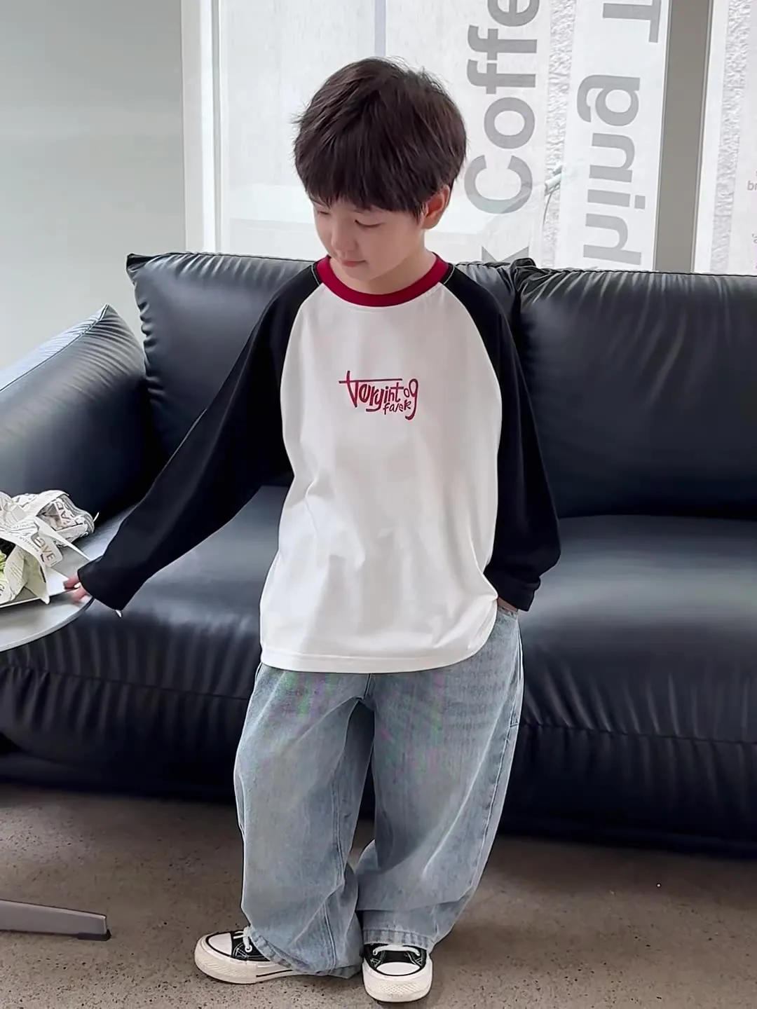 【90-150cm】着回し力抜群 ルーズ 合わせやすい 着心地良い トレンド 定番 カジュアル 長袖 Tシャツ
