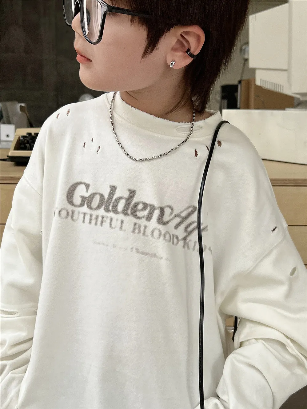 【90-150cm】毎日着たくなる フェイクレイヤード カジュアル 合わせやすい レトロ 長袖 Tシャツ