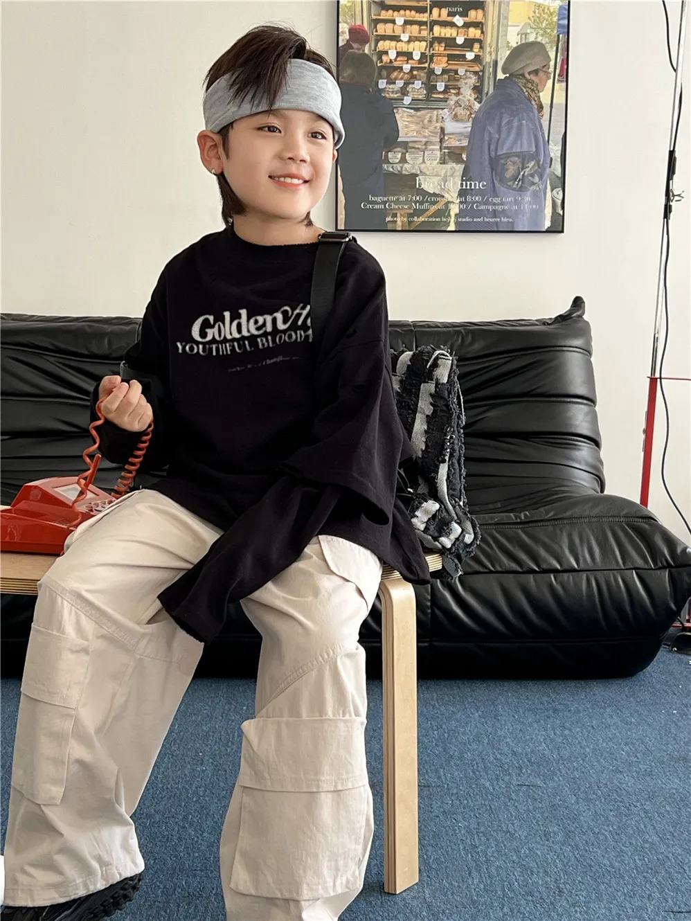 【90-150cm】毎日着たくなる フェイクレイヤード カジュアル 合わせやすい レトロ 長袖 Tシャツ