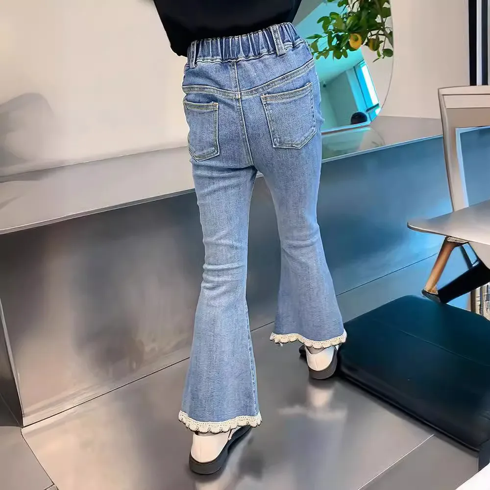 【100-160cm】特別なデザイン！合わせやすい ファッション スウィート 女の子 デニム パンタロンパンツ