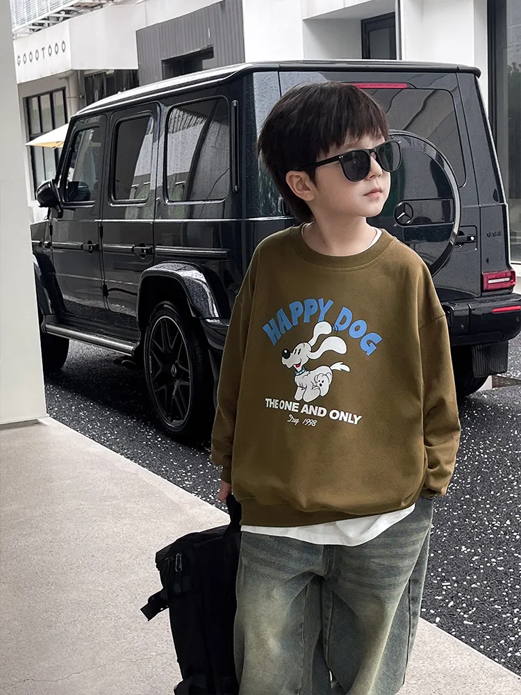 【90-160cm】着回し力抜群！カートゥーン カジュアル  合わせやすい 四色選べる  男の子 トレーナー