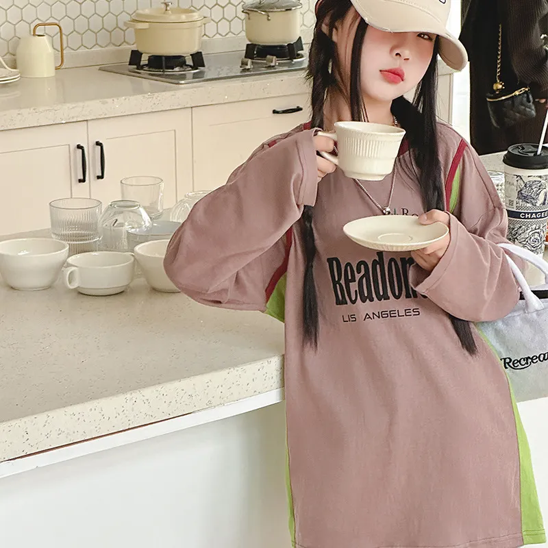 【120-170cm】定番人気 カジュアル 合わせやすい ロングTシャツ トップス 女の子