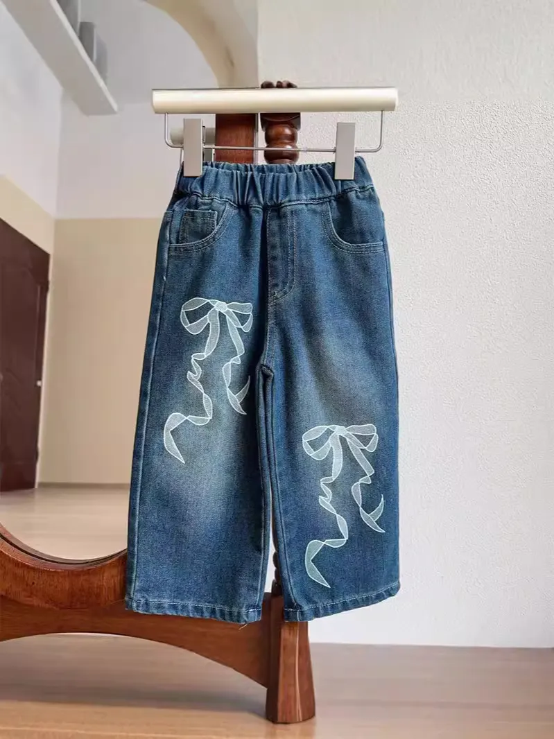 【90-140cm】超人気商品!ファッション シンプル 合わせやすい 女の子 デニム パンツ