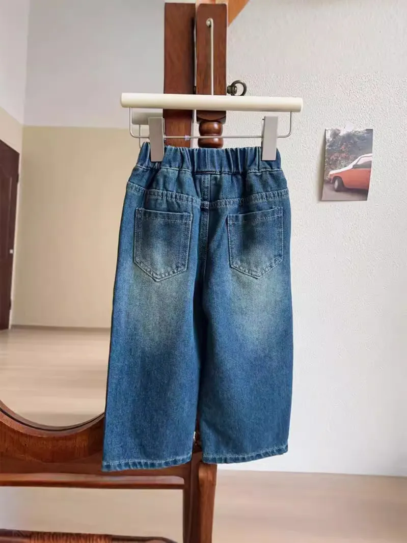 【90-140cm】超人気商品!ファッション シンプル 合わせやすい 女の子 デニム パンツ