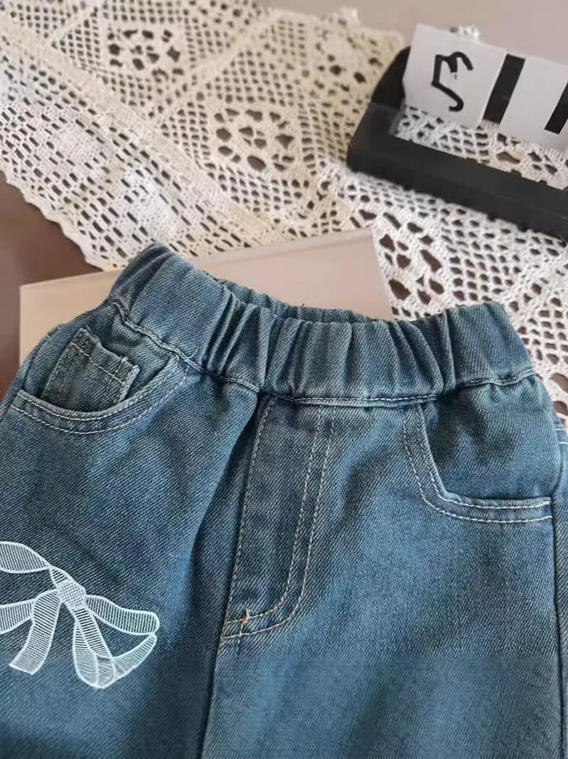【90-140cm】超人気商品！ファッション  シンプル 合わせやすい 女の子  デニム パンツ