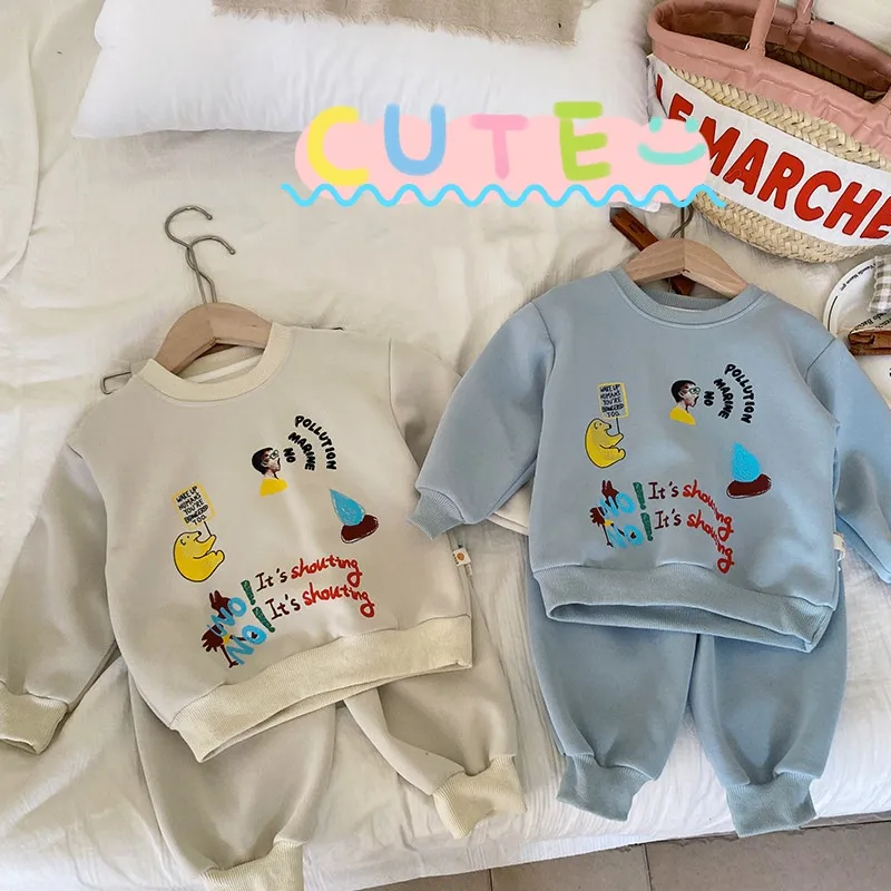 【90-130cm】かわいい 韓国服 春服 秋服 流行 トレーナーセット 上下セット セットアップ
