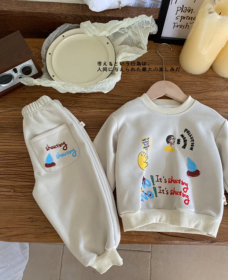 【90-130cm】かわいい 韓国服 春服 秋服 流行 トレーナーセット 上下セット セットアップ