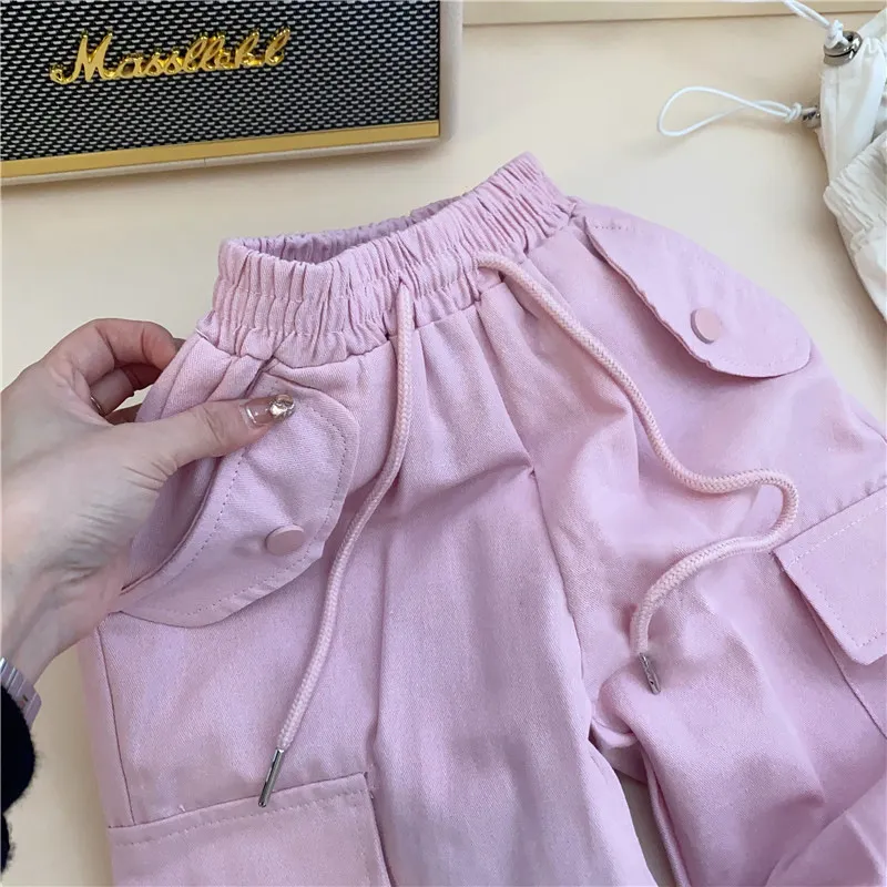 【90-140cm】超人気商品！秋新作 ファッション カジュアル 合わせやすい 女の子 カーゴパンツ